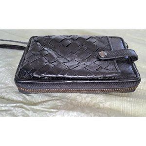 ELLIOTT LUCCA Wristlet Smartphone Case Mini Clutch Wallet Leather Basket Weave